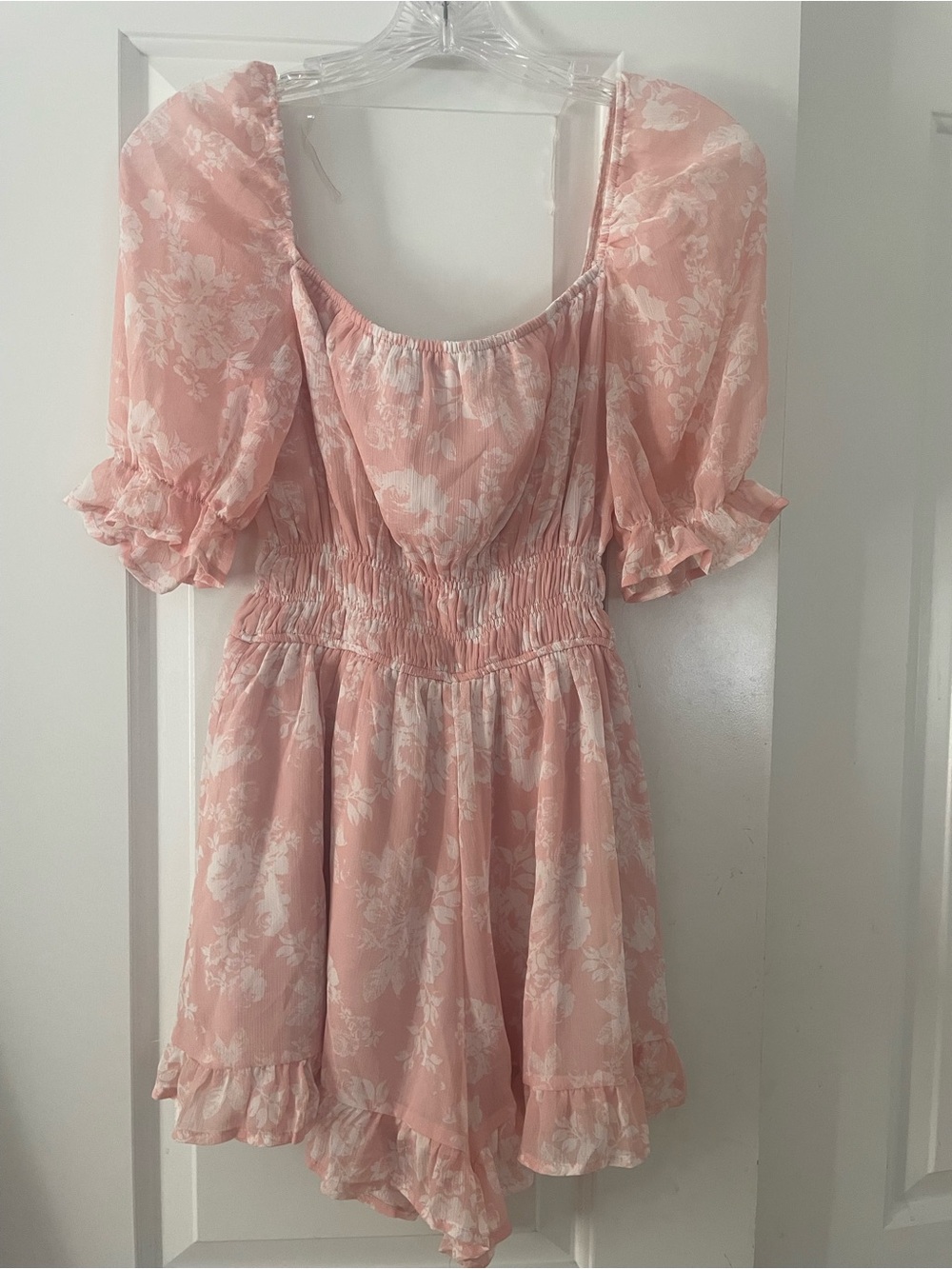 Trixxi Pink Floral Puff-Sleeve Romper